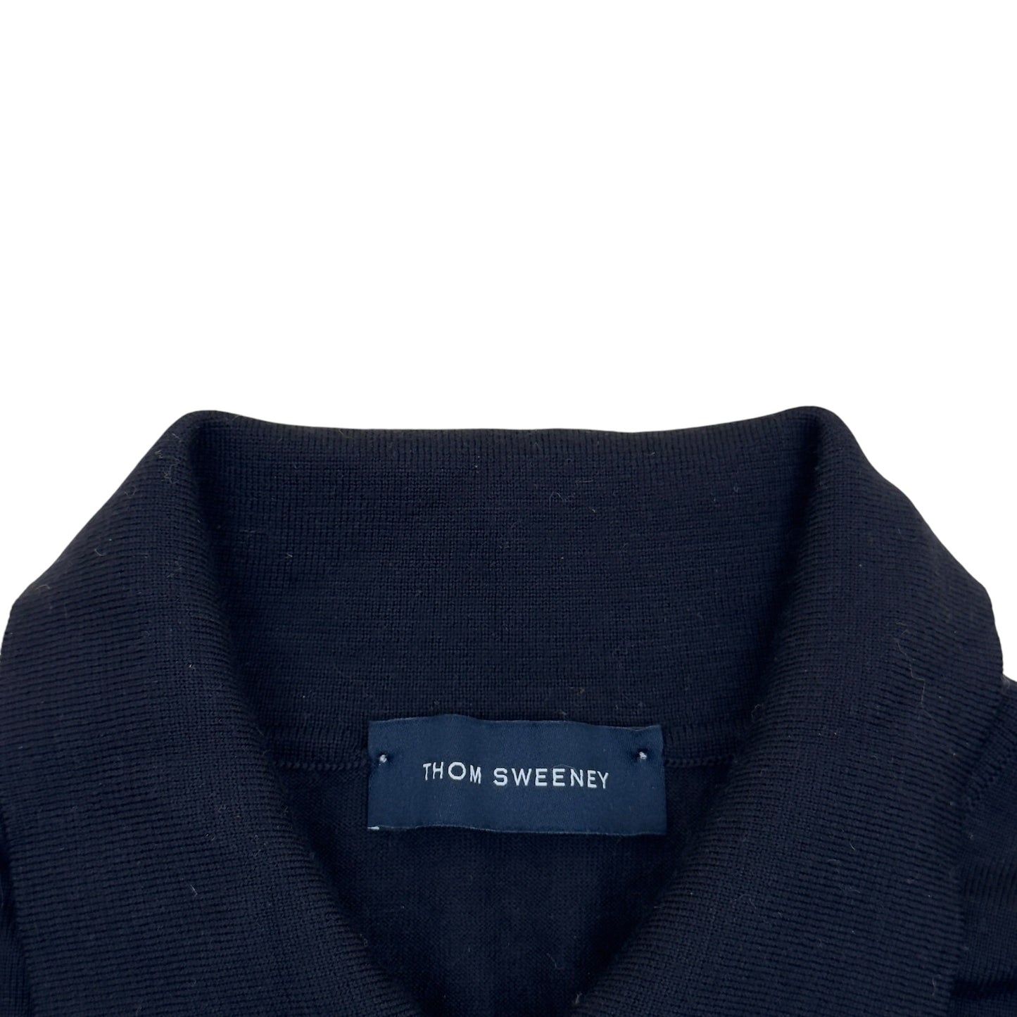 THOM SWEENEY MERINO WOOL LONG SLEEVE POLO BLACK L | Large, Black