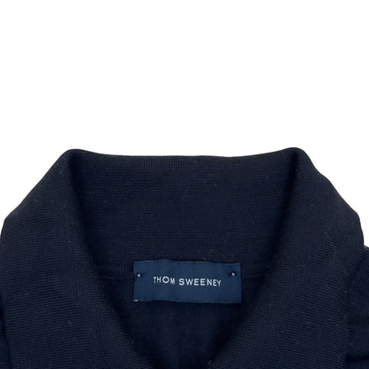 THOM SWEENEY MERINO WOOL LONG SLEEVE POLO BLACK L | Large, Black