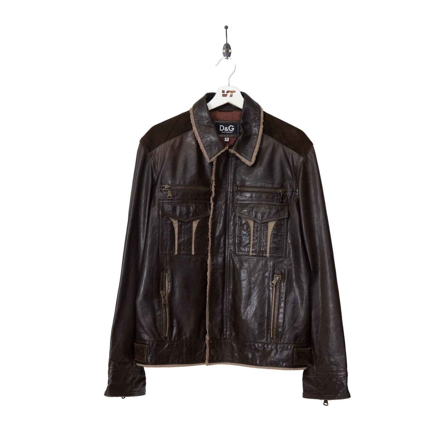 D&G Distressed Trim Fitted Leather Blouson