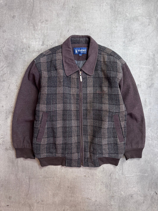 Playboy Wool Plaid Bomber Jacket