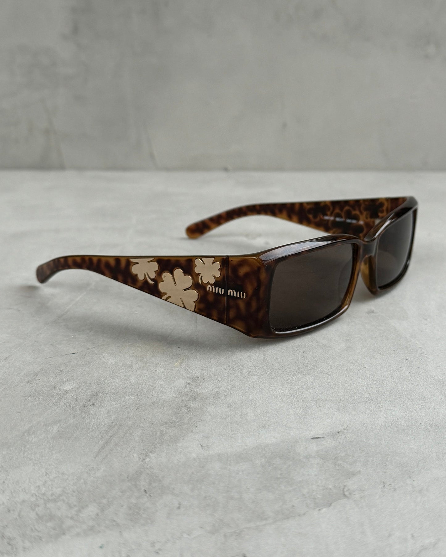MIU MIU 2000'S BROWN CHROME FLOWER SUNGLASSES | O/S, Brown