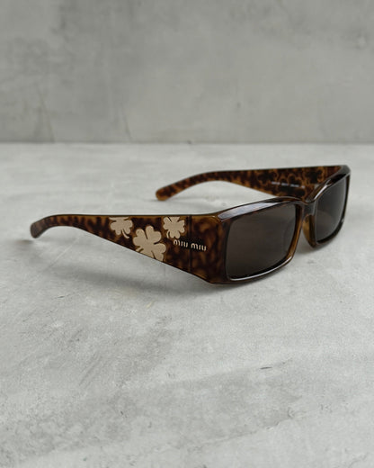 MIU MIU 2000'S BROWN CHROME FLOWER SUNGLASSES | O/S, Brown