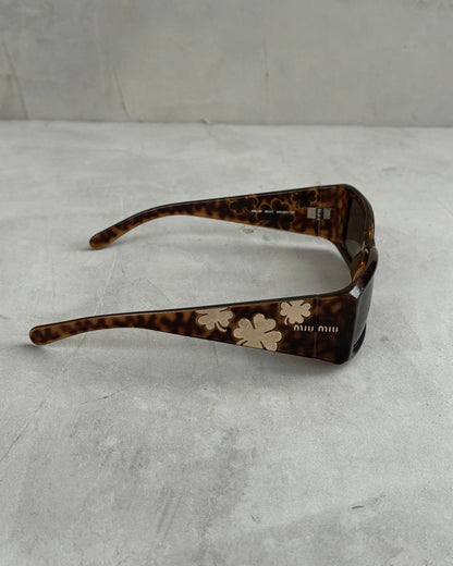 MIU MIU 2000'S BROWN CHROME FLOWER SUNGLASSES | O/S, Brown