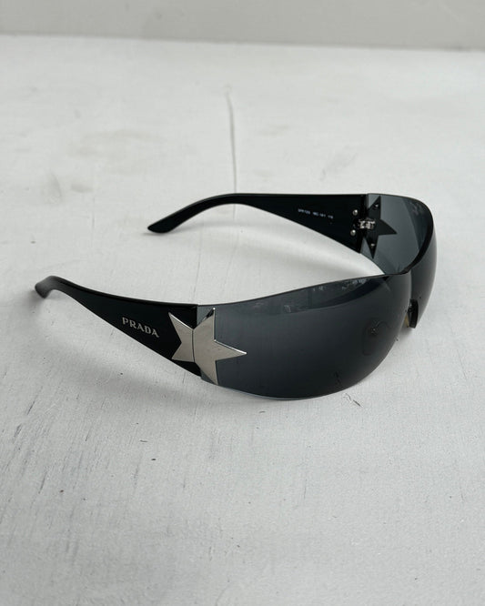 PRADA WRAP AROUND STAR SUNGLASSES | O/S, Black