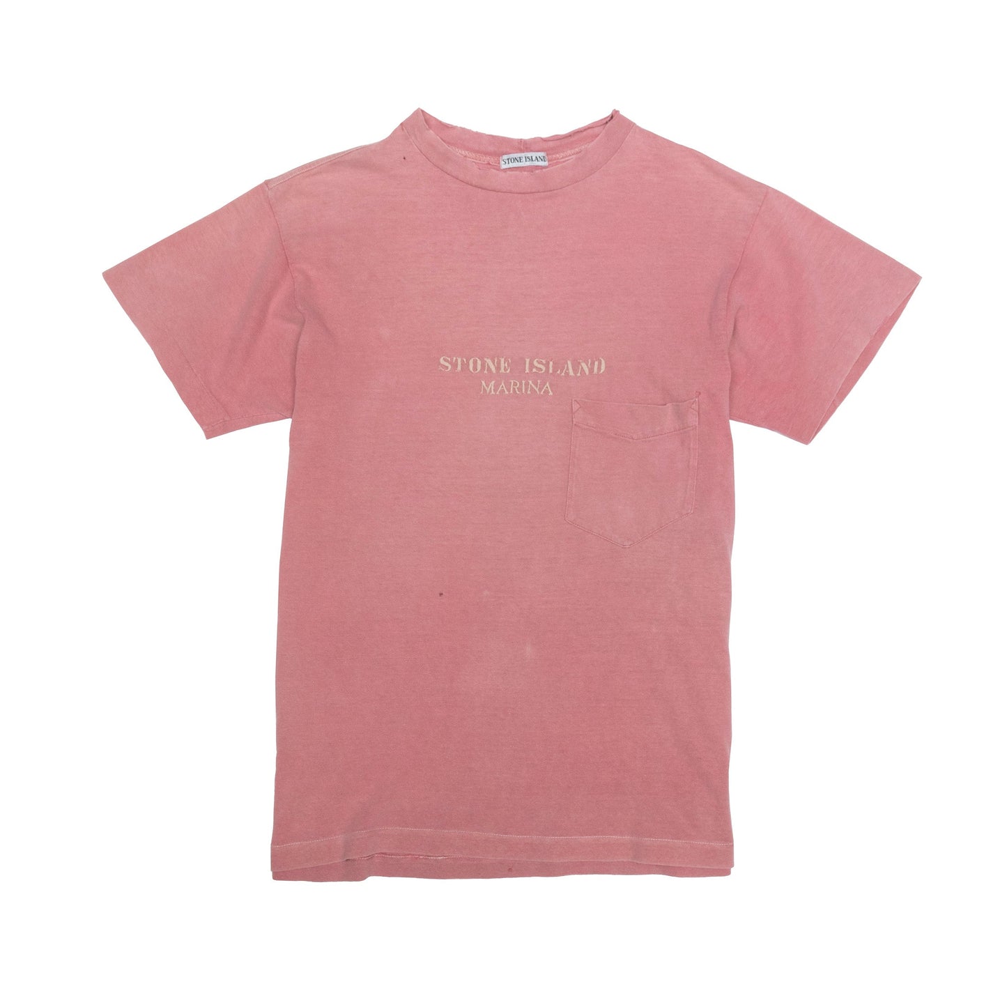 1980s Stone Island Marina Distressed Embroidered Logo Tee