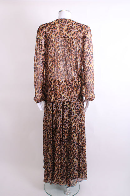 Isabel Marant Etoile L/S Print Blouse/ Skirt /Co-ord Brown/ Yellow 10 | O/S, Brown