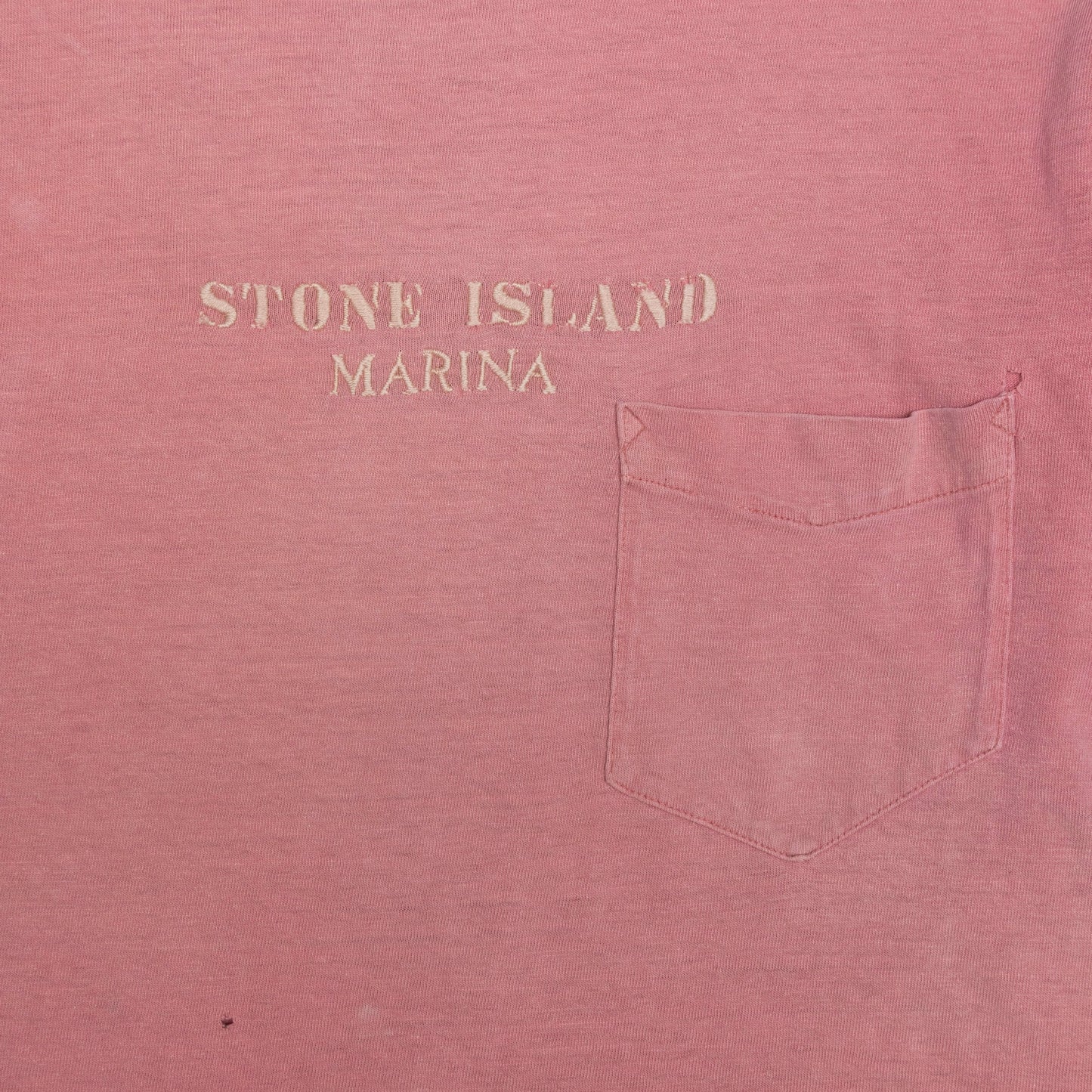 1980s Stone Island Marina Distressed Embroidered Logo Tee