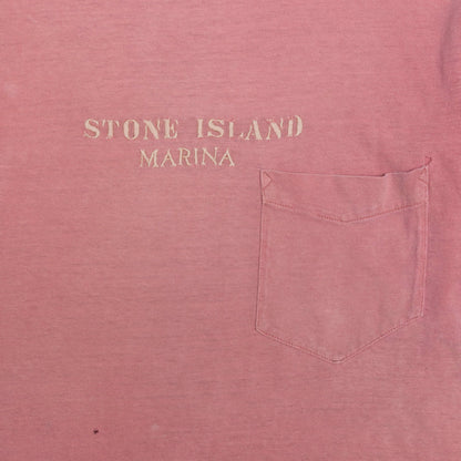 1980s Stone Island Marina Distressed Embroidered Logo Tee