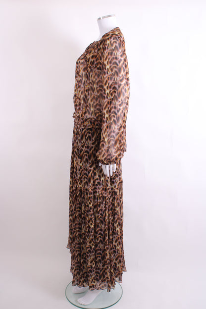 Isabel Marant Etoile L/S Print Blouse/ Skirt /Co-ord Brown/ Yellow 10 | O/S, Brown