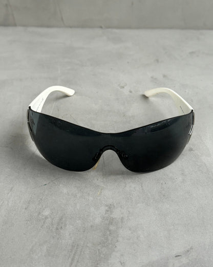 PRADA WRAP AROUND WHITE STAR SUNGLASSES | O/S, Silver
