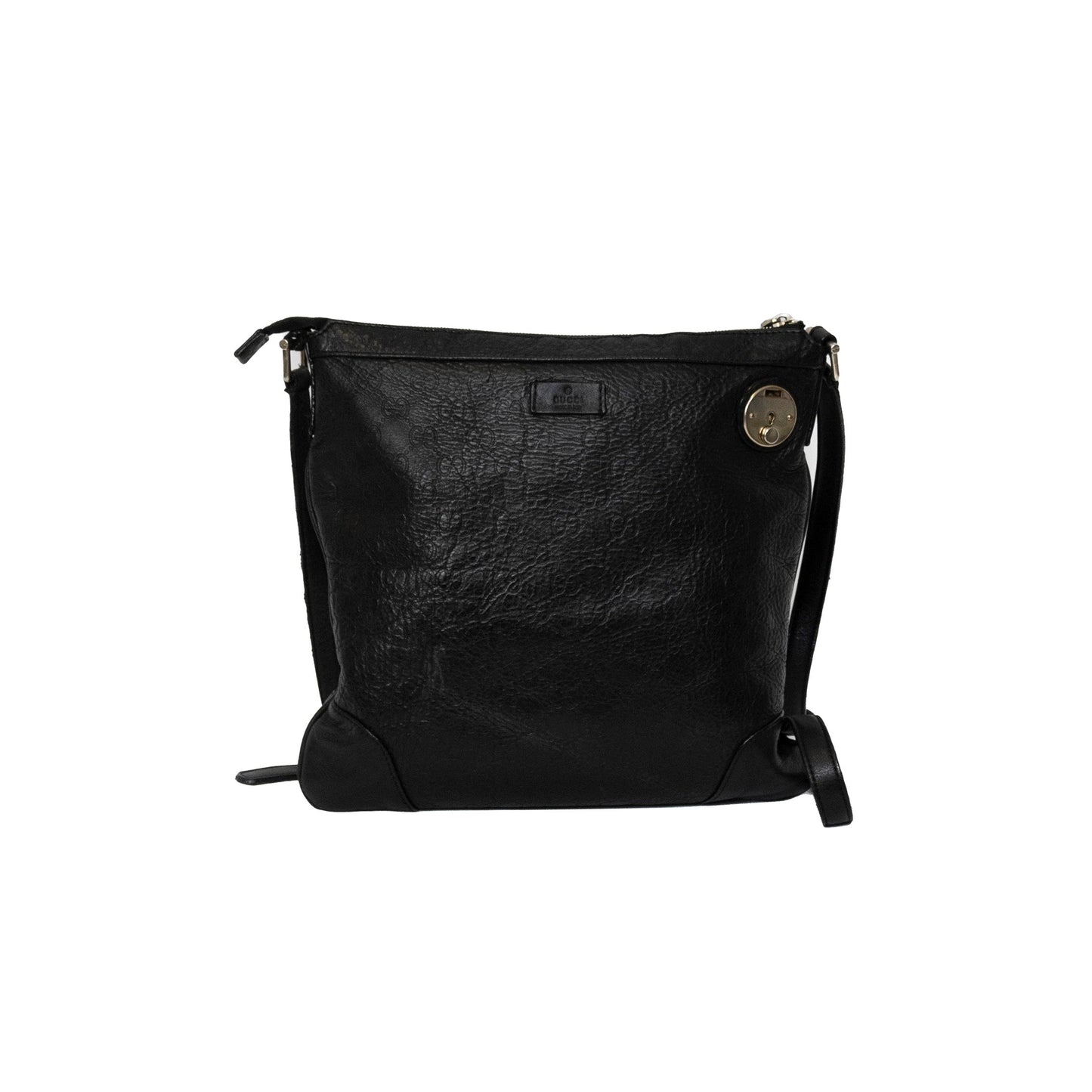 1991 Gucci Cowhide Leather Lock Crossbody Bag