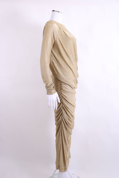 Dolce & Gabanna Lurex Mesh Calf Length Dress Gold 44 | O/S, Gold