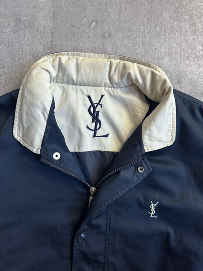 YSL Silk Lined Navy Harrington Jacket