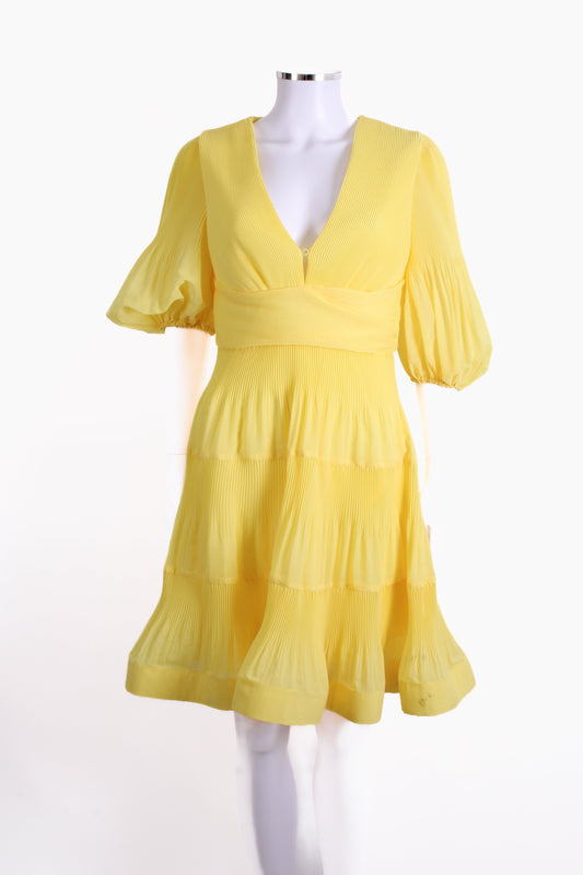 Zimmermann S/S Pleated Dress Yellow 12 | O/S, Yellow