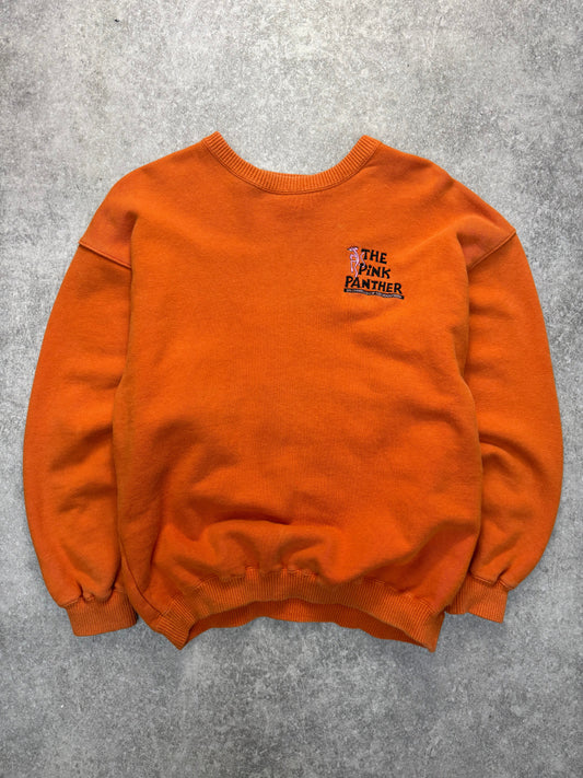 1989 Pink Panther Embroidered Orange Sweatshirt