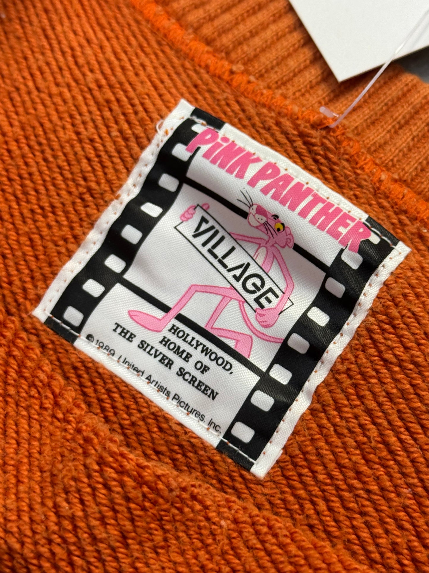 1989 Pink Panther Embroidered Orange Sweatshirt