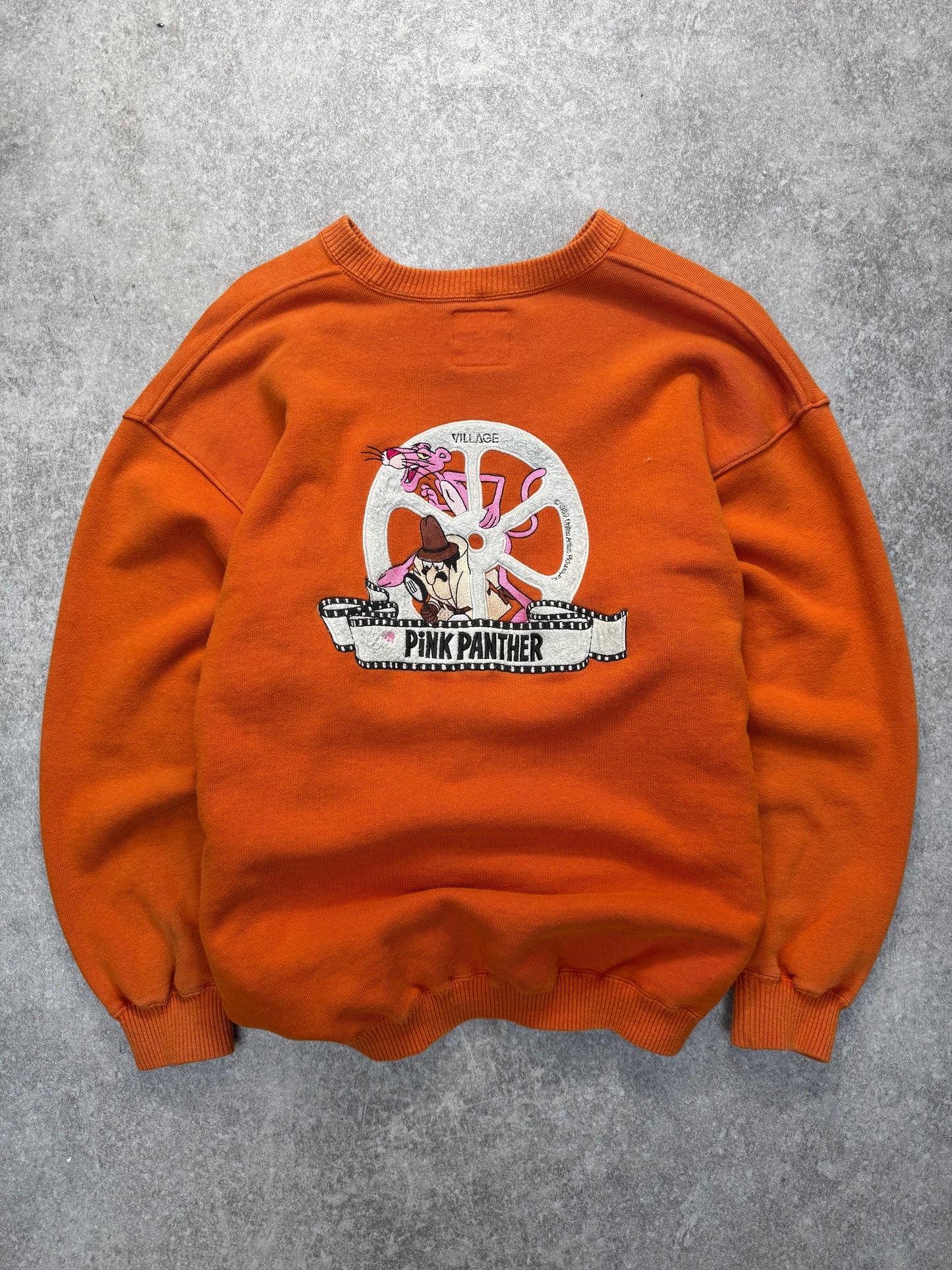 1989 Pink Panther Embroidered Orange Sweatshirt