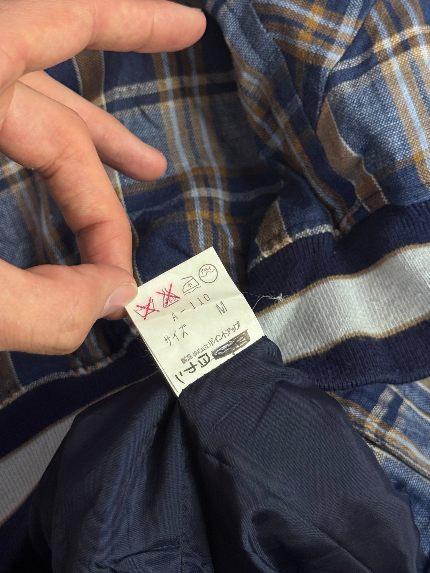 Issey Miyake Hai Sporting Gear Blue Tartan Bomber Jacket