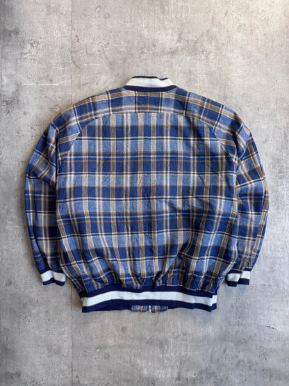 Issey Miyake Hai Sporting Gear Blue Tartan Bomber Jacket