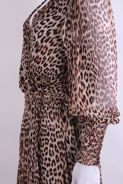 Bec & Bridge L/S Dress Leopard Print 12 | O/S, Red