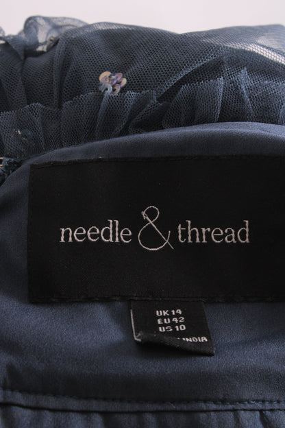 Needle & Thread S/S Ruffle Sequin Dress Grey 14 | O/S, Grey