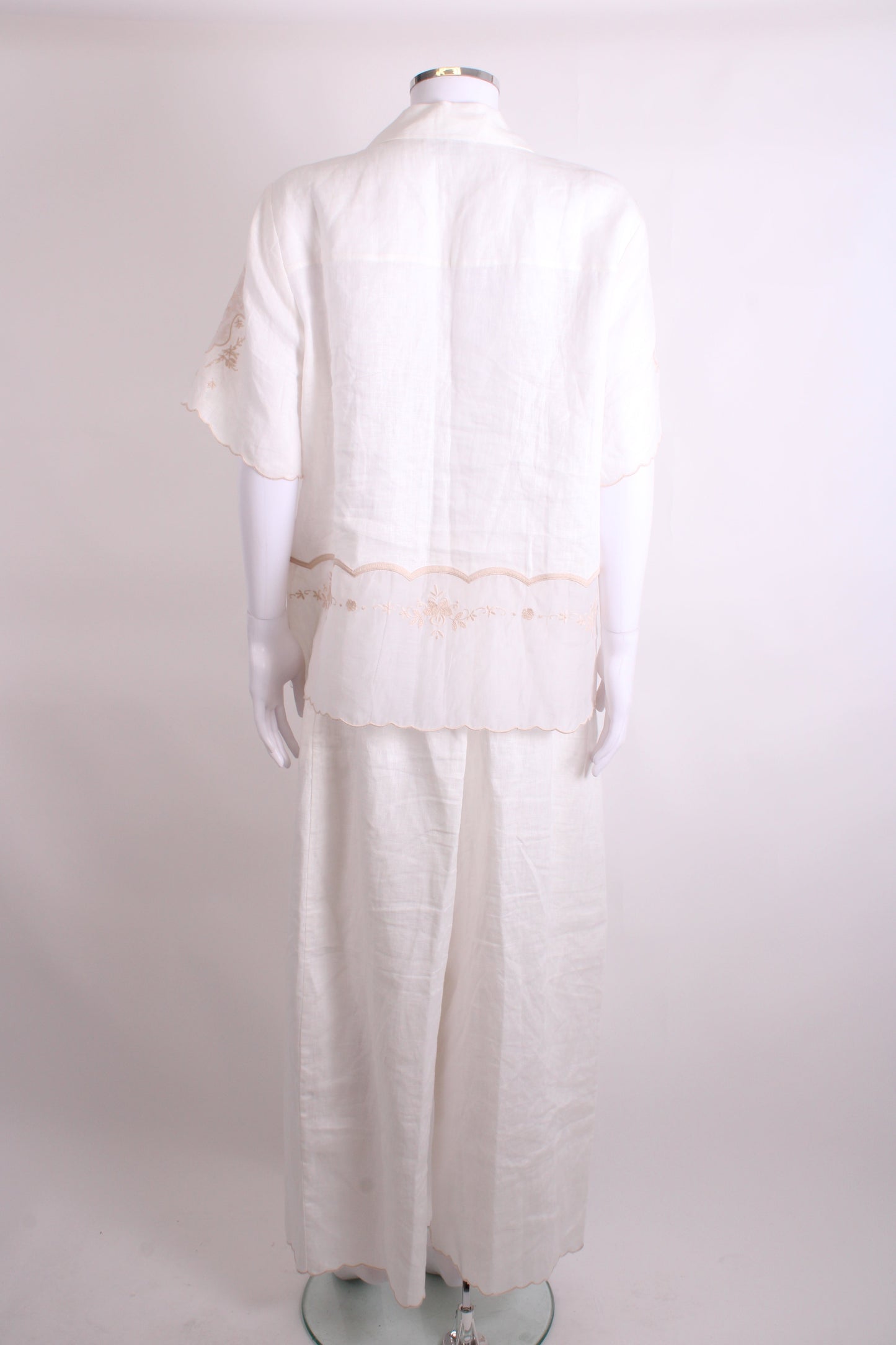Alemais S/S Shirt/ Trouser Co-ord White/ Beige 12 | O/S, Multicoloured