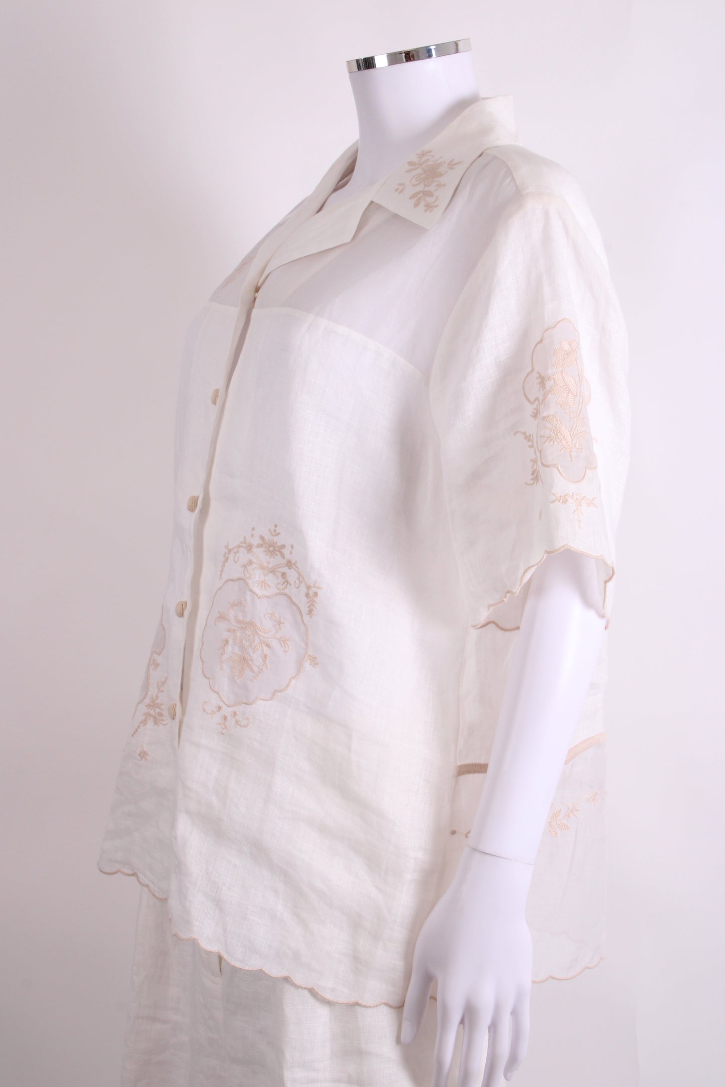 Alemais S/S Shirt/ Trouser Co-ord White/ Beige 12 | O/S, Multicoloured