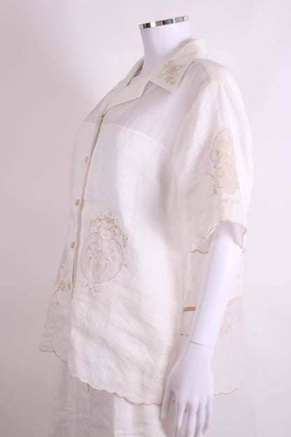 Alemais S/S Shirt/ Trouser Co-ord White/ Beige 12 | O/S, Multicoloured