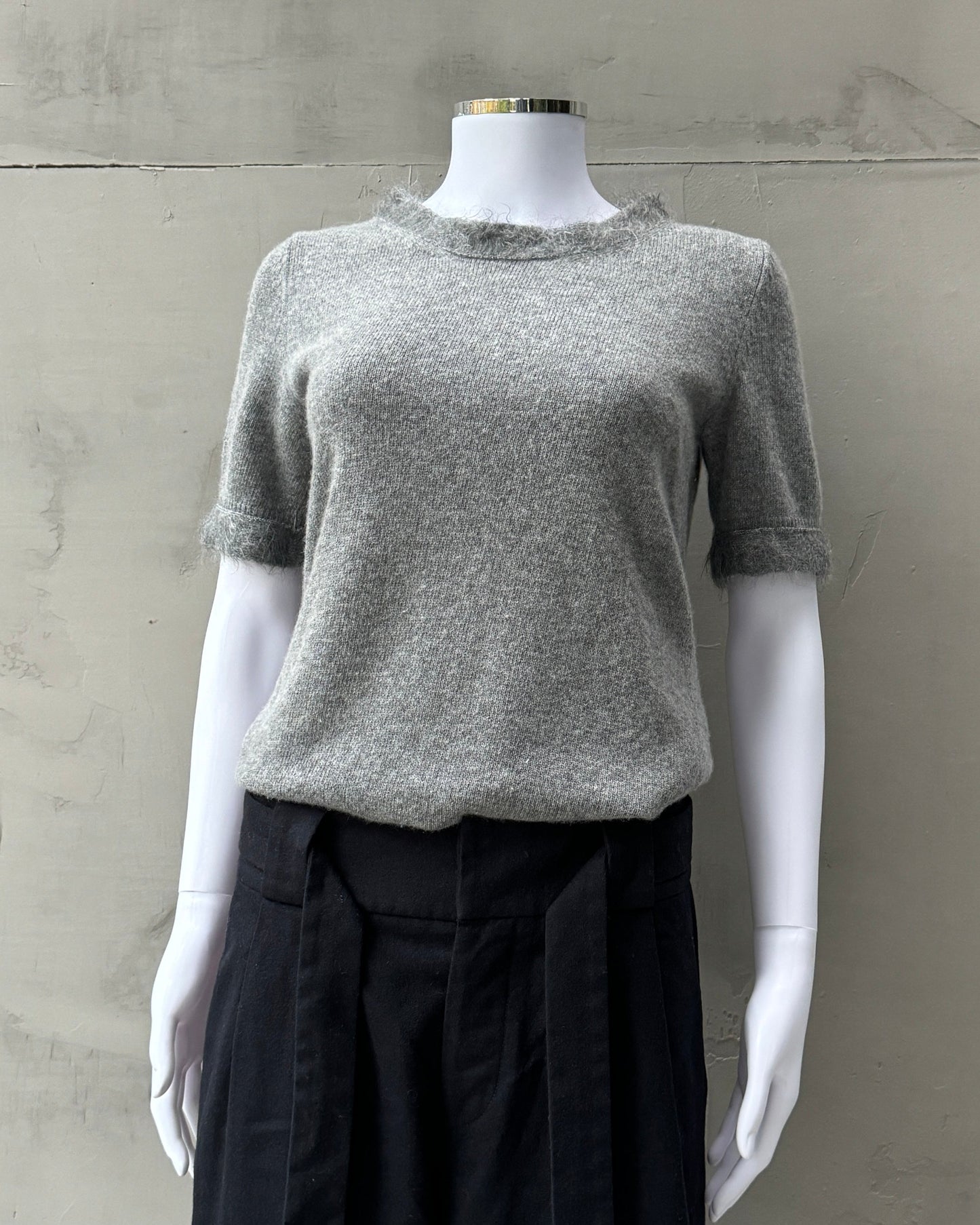 PRADA WOOL & CASHMERE GREY T SHIRT - M