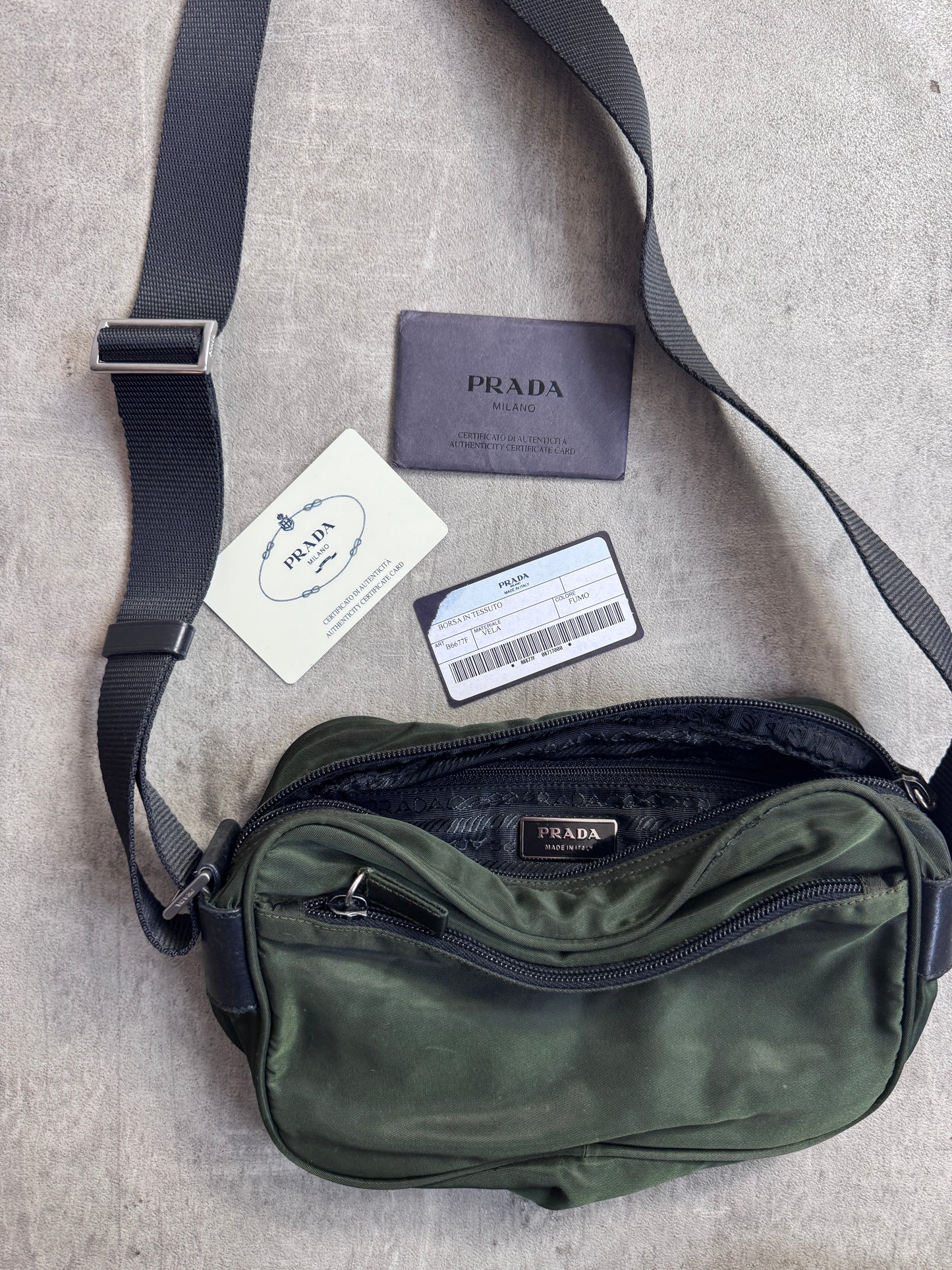 Prada Green Nylon Vintage Side Bag