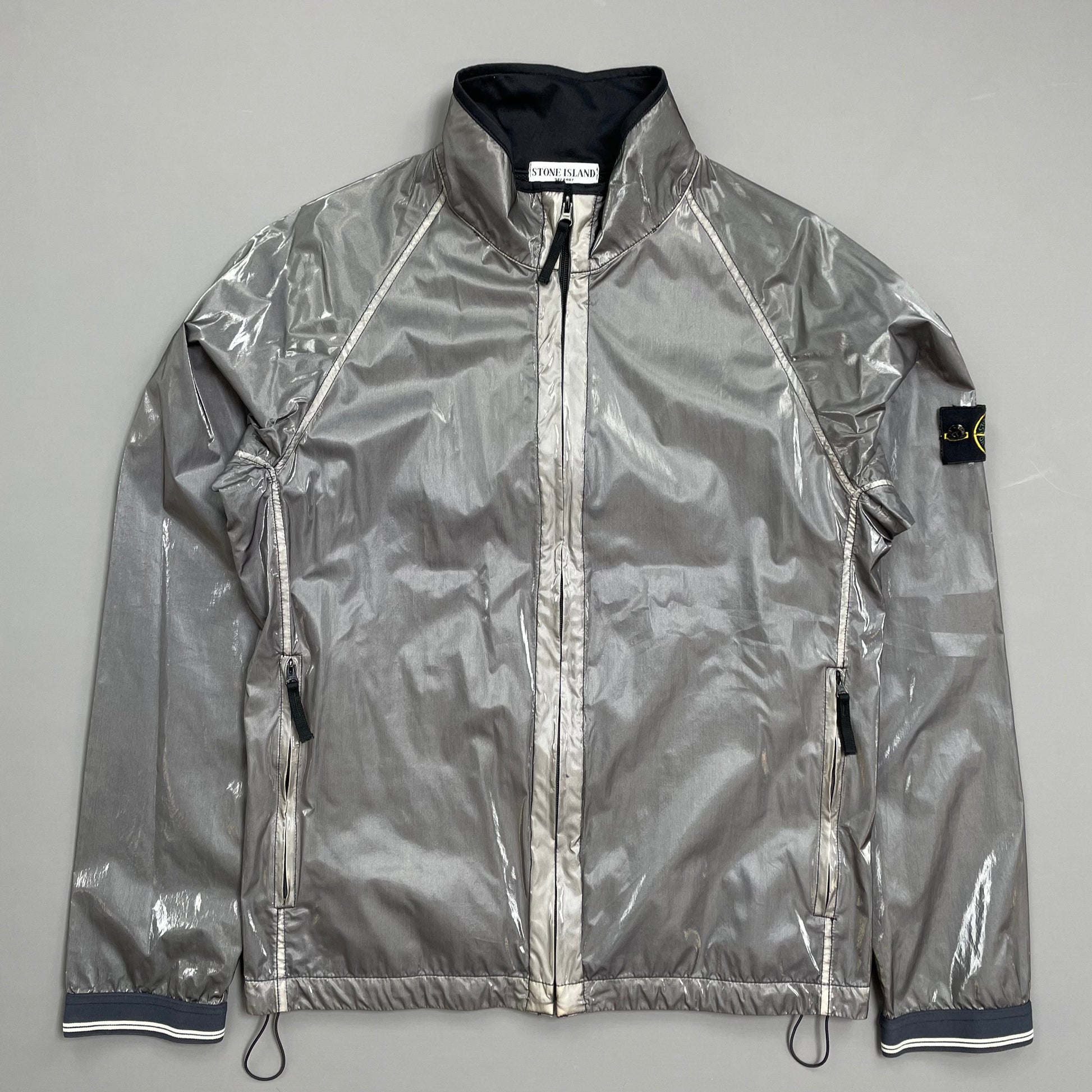 Stone Island Silver SS08 Silk Prismatica Zip-Through Jacket