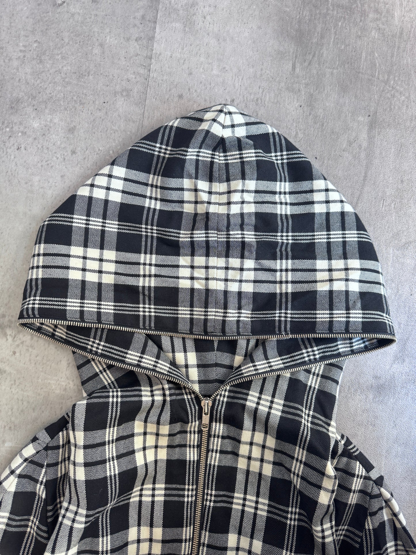 Issey Miyake Check Full Zip Hooded Lightweight Jacket