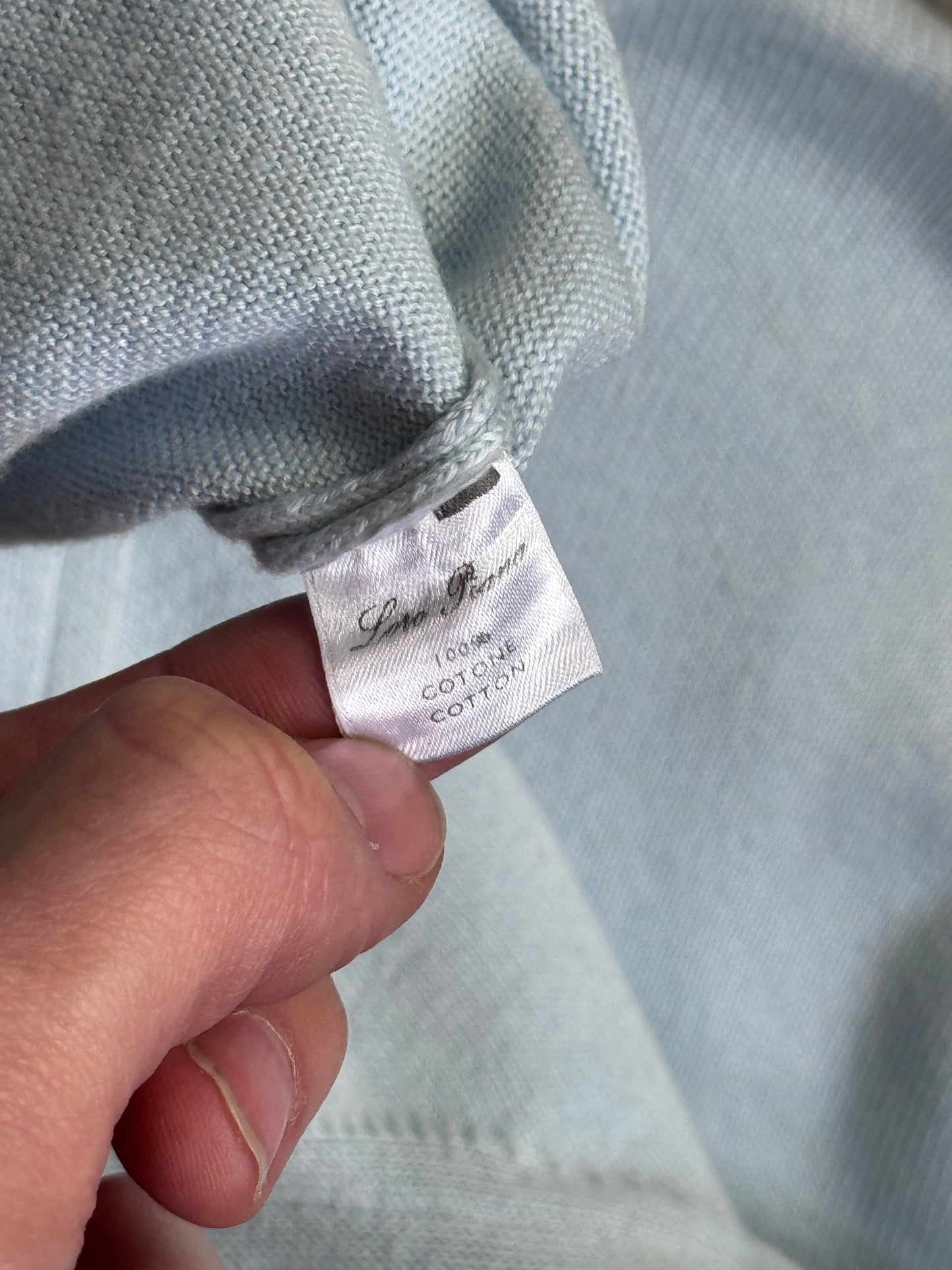 Loro Piana Powder Blue Cotton Knit Crewneck