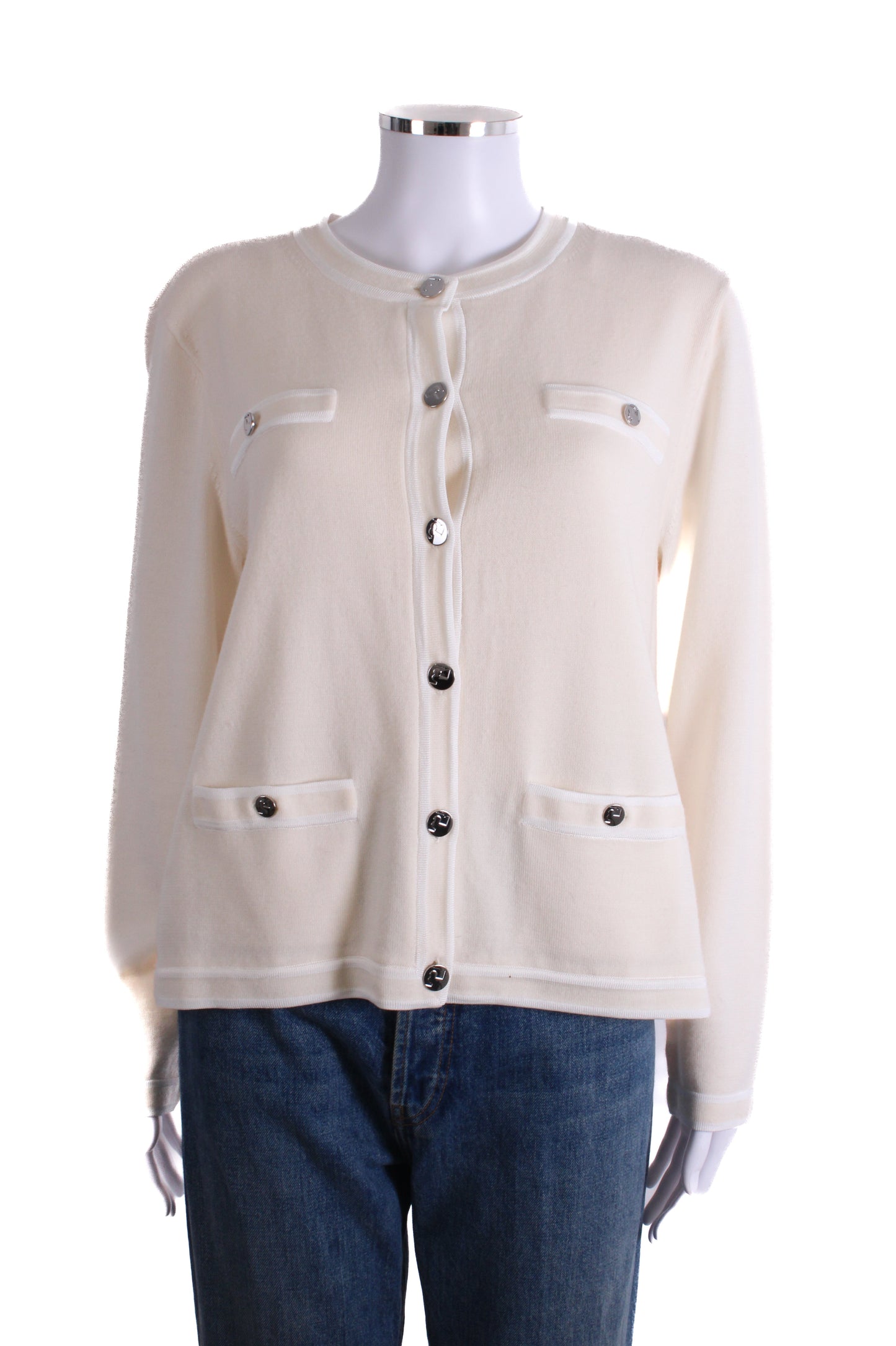 Tory Burch L/S Cardigan Cream/ White XL | XL, Cream