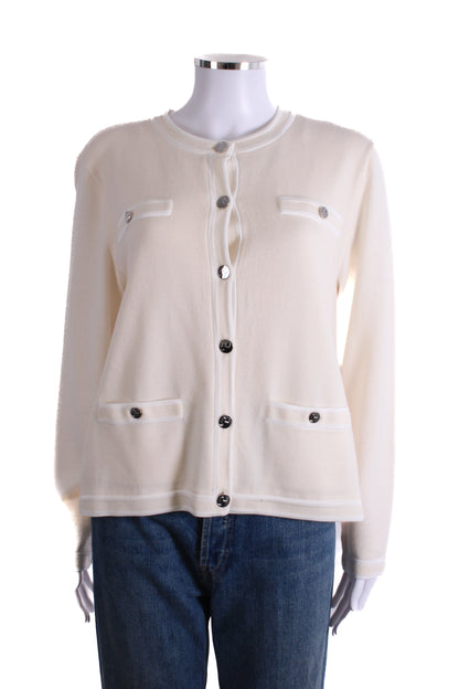 Tory Burch L/S Cardigan Cream/ White XL | XL, Cream