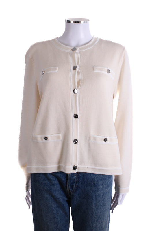 Tory Burch L/S Cardigan Cream/ White XL | XL, Cream
