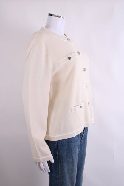 Tory Burch L/S Cardigan Cream/ White XL | XL, Cream