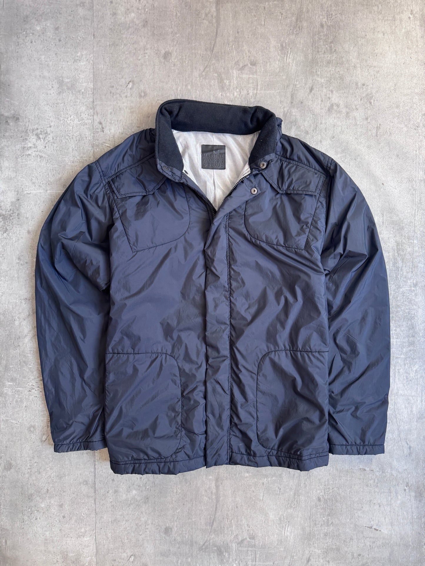 Marithe Francois Girbaud Lightweight Navy Hooded Puffer