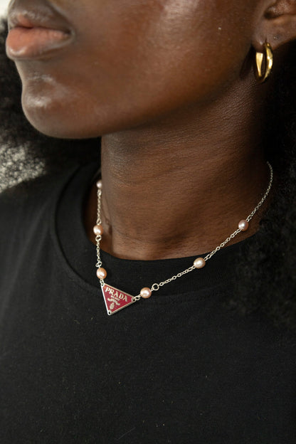 VT Rework : Prada Cherry Red Pearl Necklace