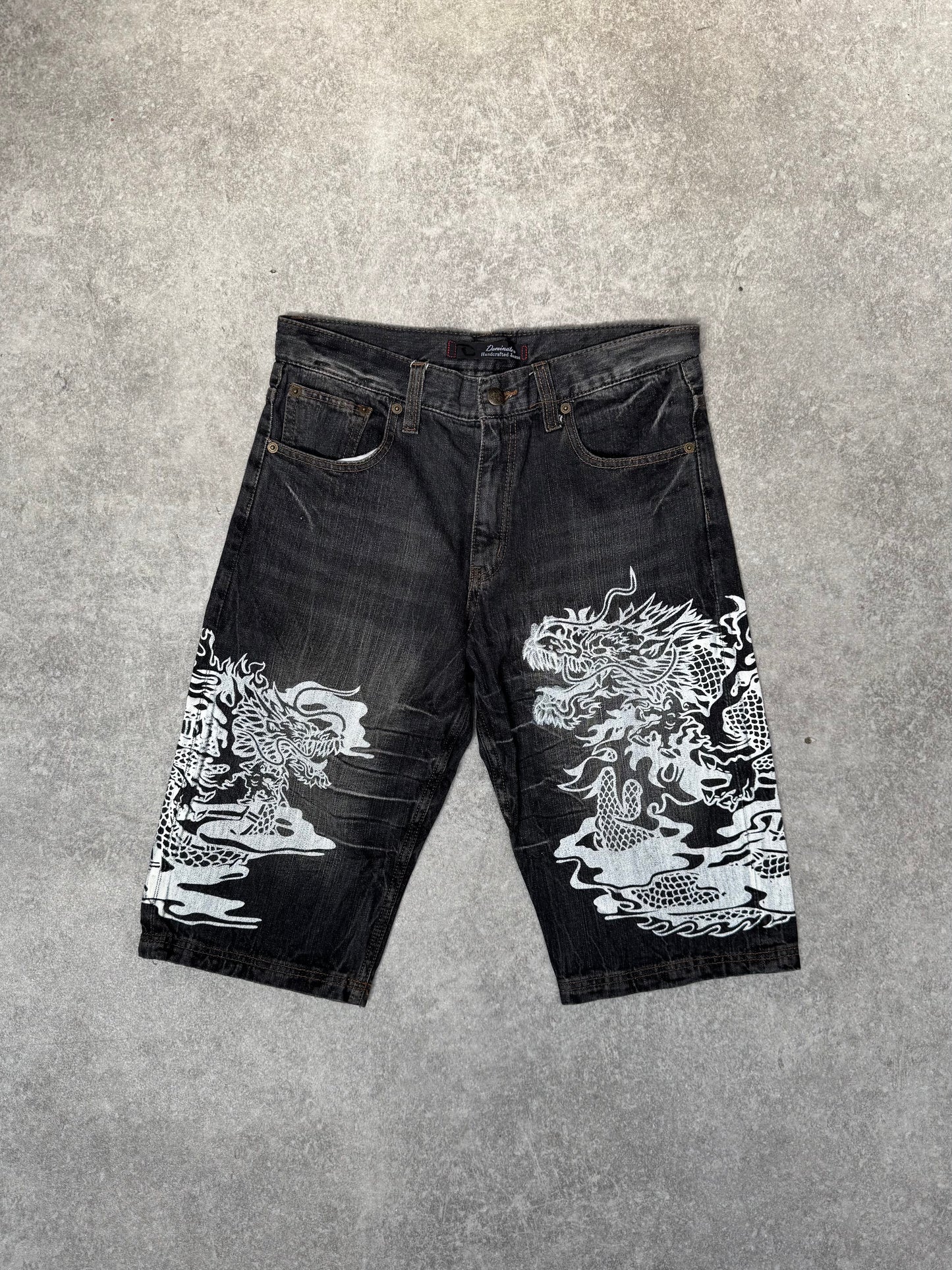 Dominate Dragon Graphic Black Jorts