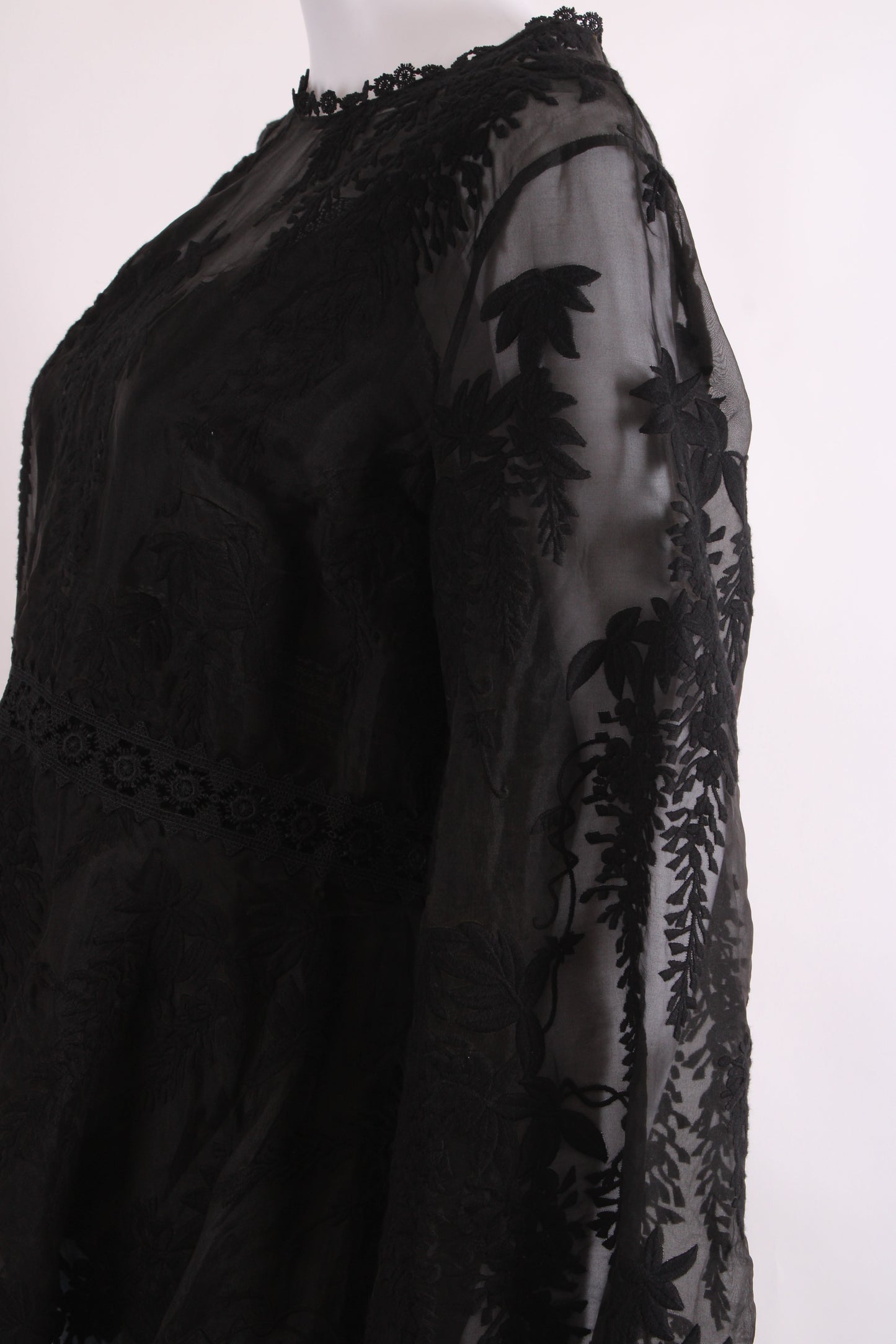 Zimmermann L/S Lace Trim Peplum Blouse Black 14 | O/S, Black