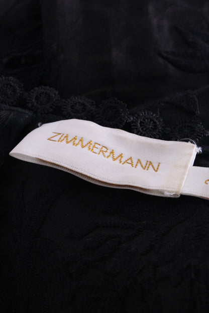 Zimmermann L/S Lace Trim Peplum Blouse Black 14 | O/S, Black