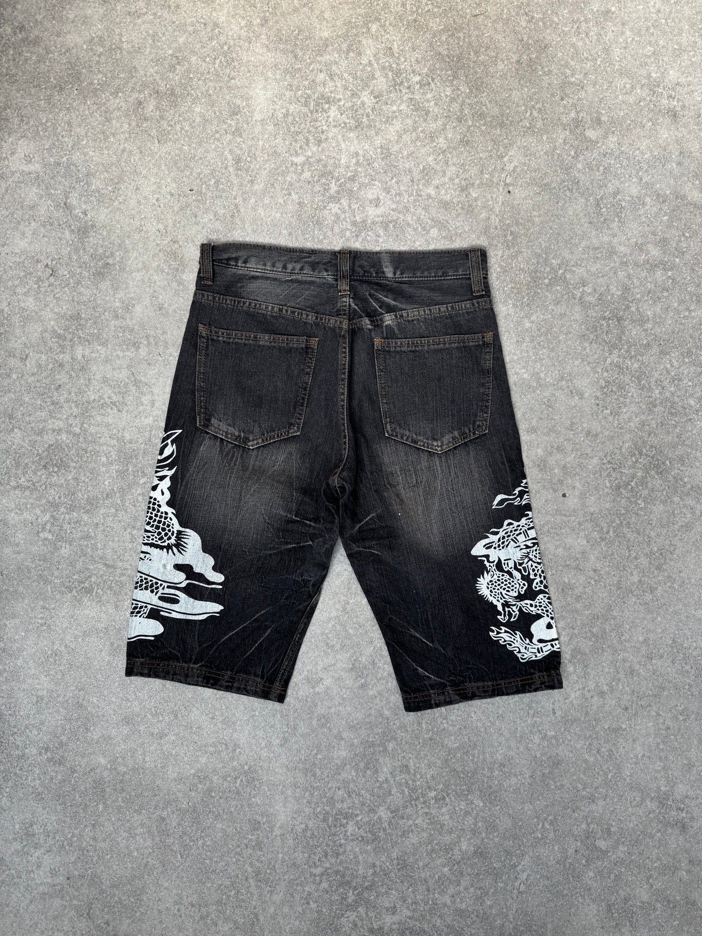 Dominate Dragon Graphic Black Jorts