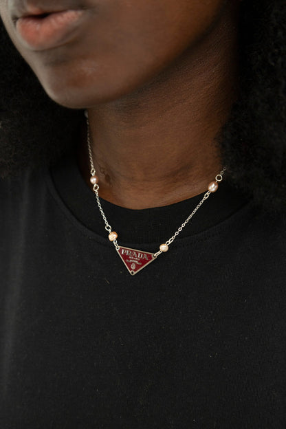 VT Rework : Prada Cherry Red Large Pearl Necklace