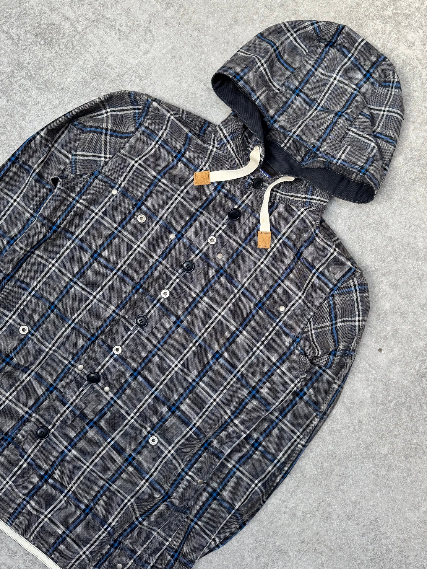 Junya Watanabe Check Hooded Button Down Jacket