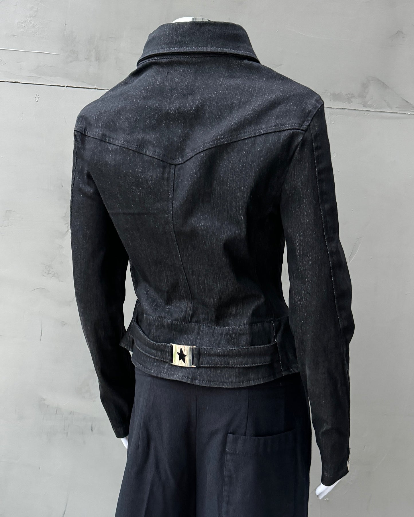 THIERRY MUGLER FITTED DENIM JACKET - M