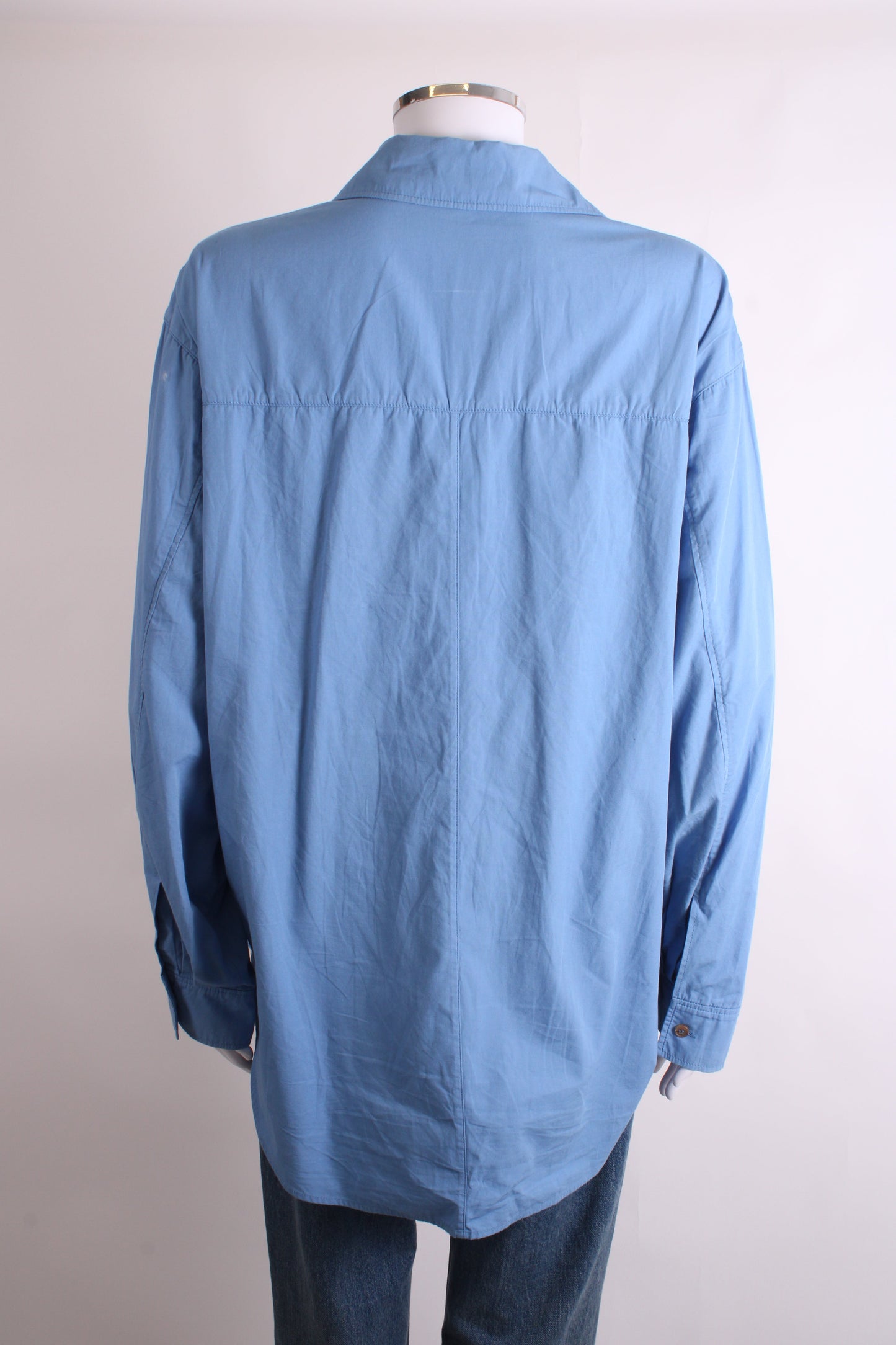 Rejina Pyo L/S Gathered Waist Shirt Blue M | Medium, Blue