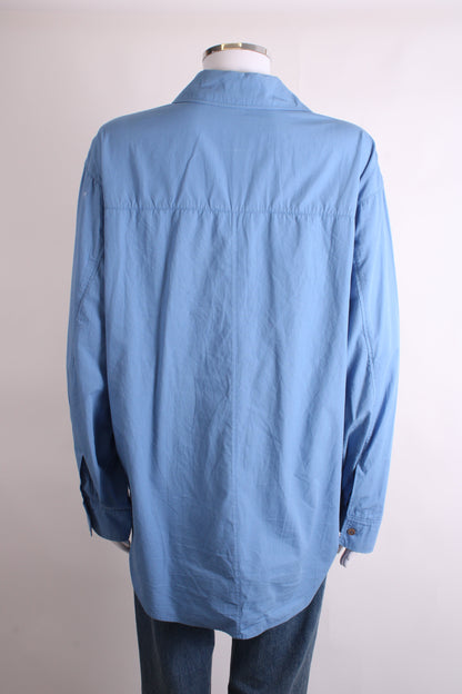 Rejina Pyo L/S Gathered Waist Shirt Blue M | Medium, Blue