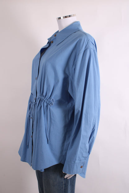 Rejina Pyo L/S Gathered Waist Shirt Blue M | Medium, Blue