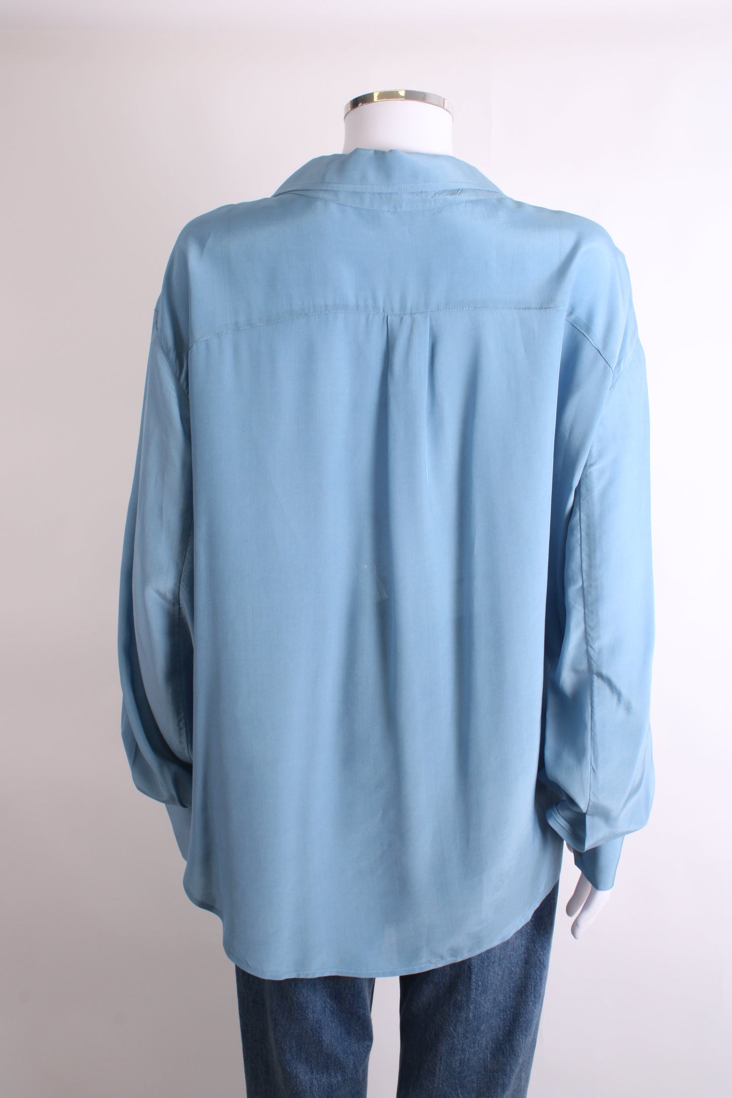 Rejina Pyo L/S Belt Neck Shirt Blue M | Medium, Blue